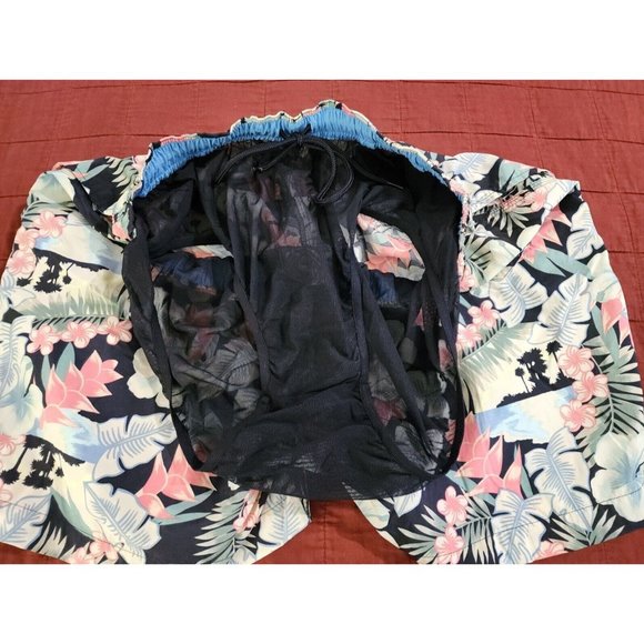 Nat Nast Cabana Collection Large Blue Floral Swim Trunks Hawaiian Shorts Size L - Picture 6 of 6